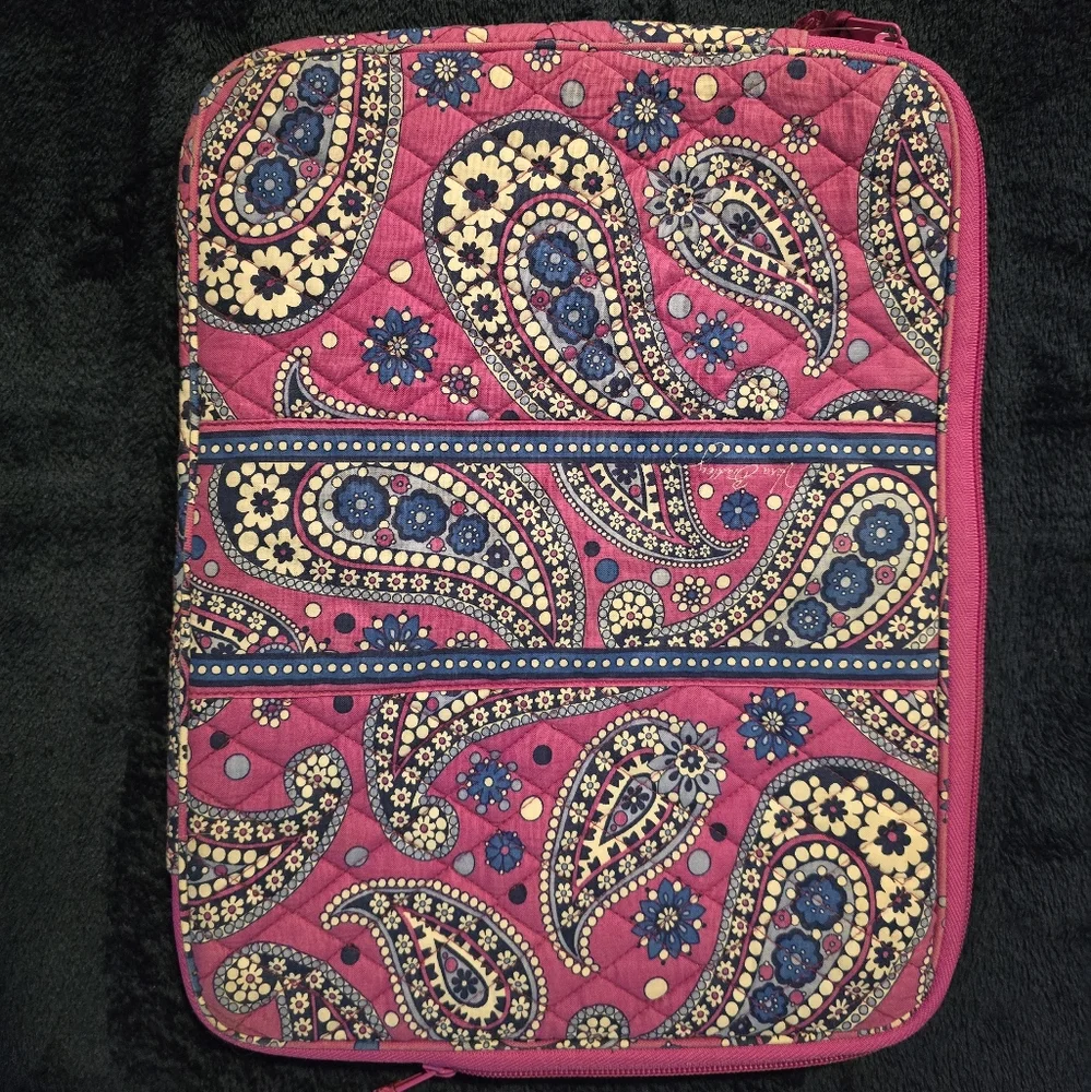 Vera Bradley Portfolio Laptop Tablet Sleeve Zip Cover Case Bag Pink Paisley